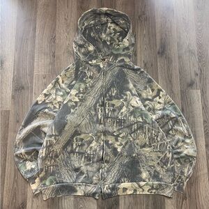 Vintage 1990s Camouflage Faded Zip Up Hoodie